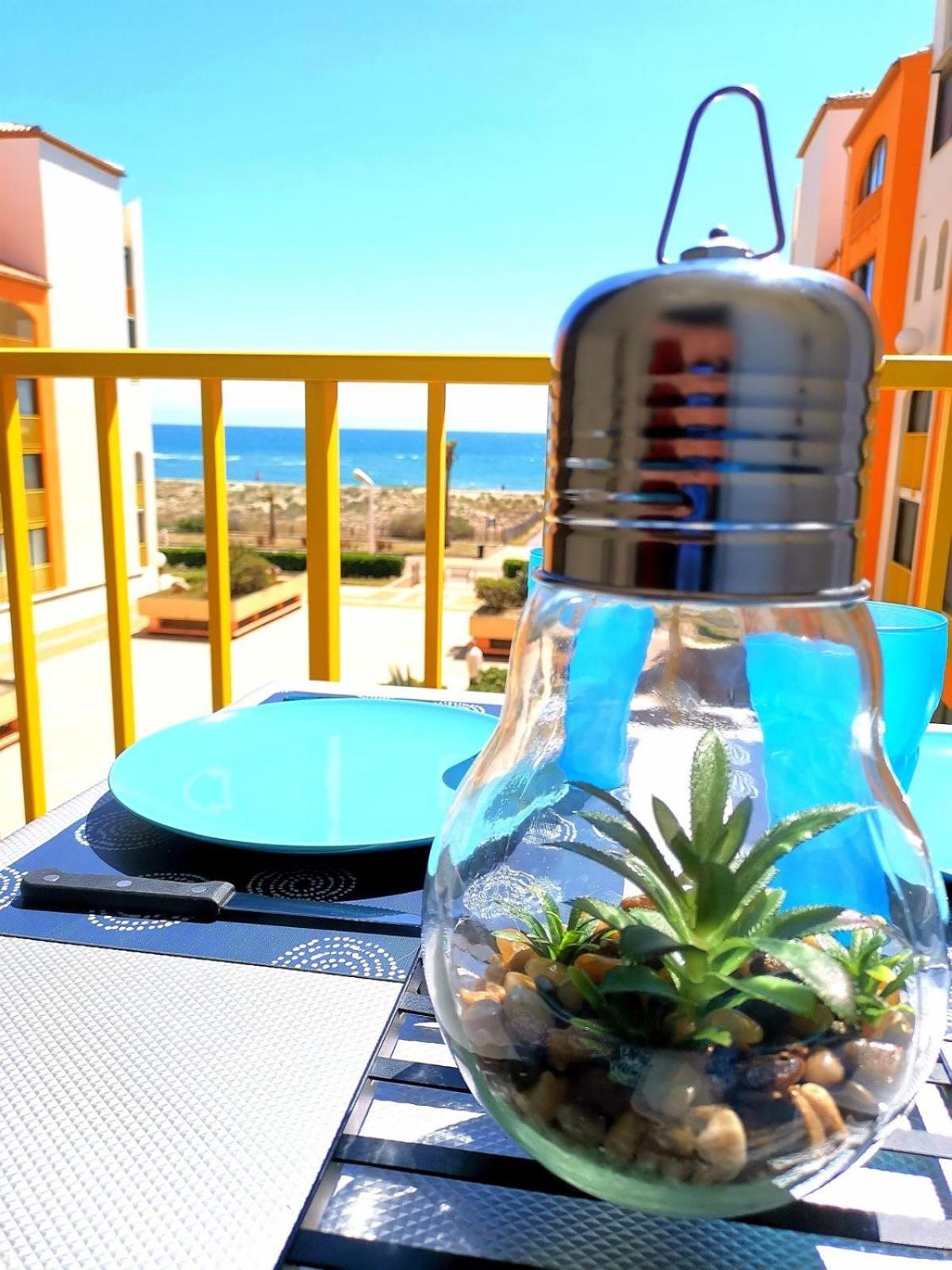 Appartement Vue Mer,Acces Direct Plage,Fibre,Clim,Parking Public Gratuit Ле Баркарес Экстерьер фото